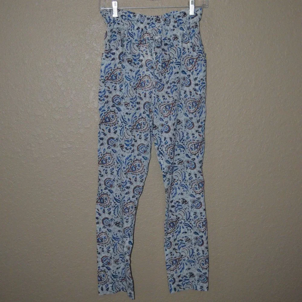 NWT $189 Sz XS Xirena Tayler Blue White Mosaic Drawstring Casual Comfy Pants